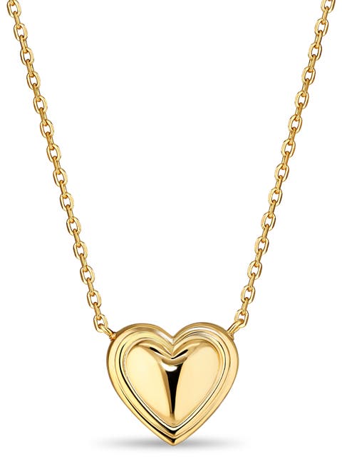 Contour-lined Heart Necklace in Gold Plated Sterling Silver