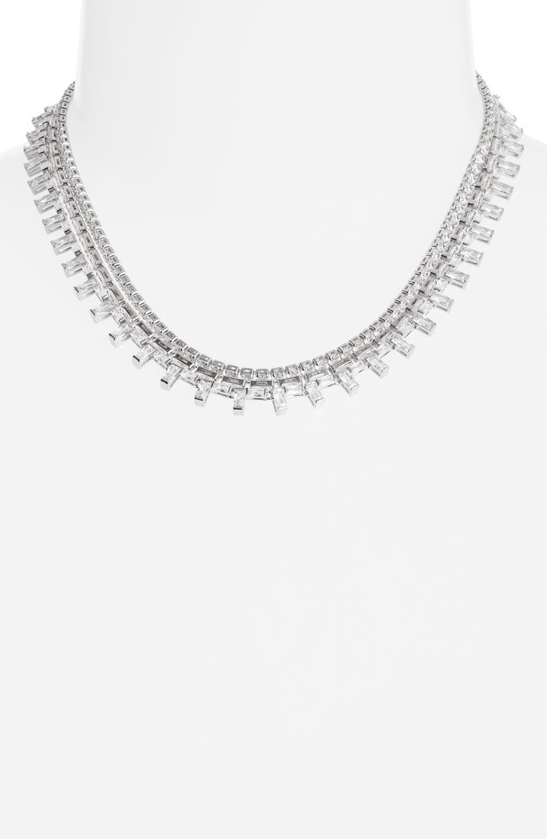 Nordstrom Cubic Zirconia Triple Strand Necklace, Alternate, color,