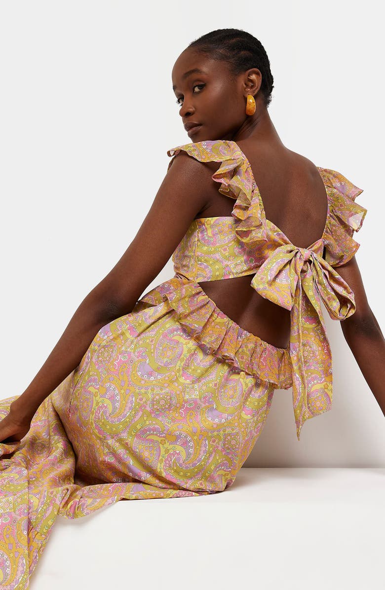 River Island Ruffle Paisley Sleeveless Maxi Dress, Alternate, color,