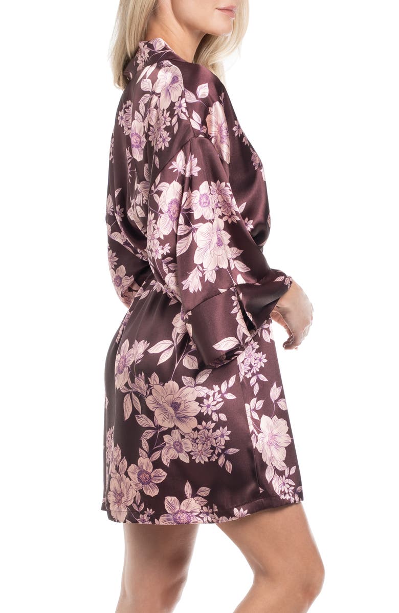 In Bloom by Jonquil Satin Robe, Alternate, color, Chocolate