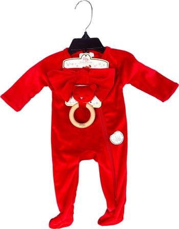 Stretchy Velvet 3-Piece Footie Set
