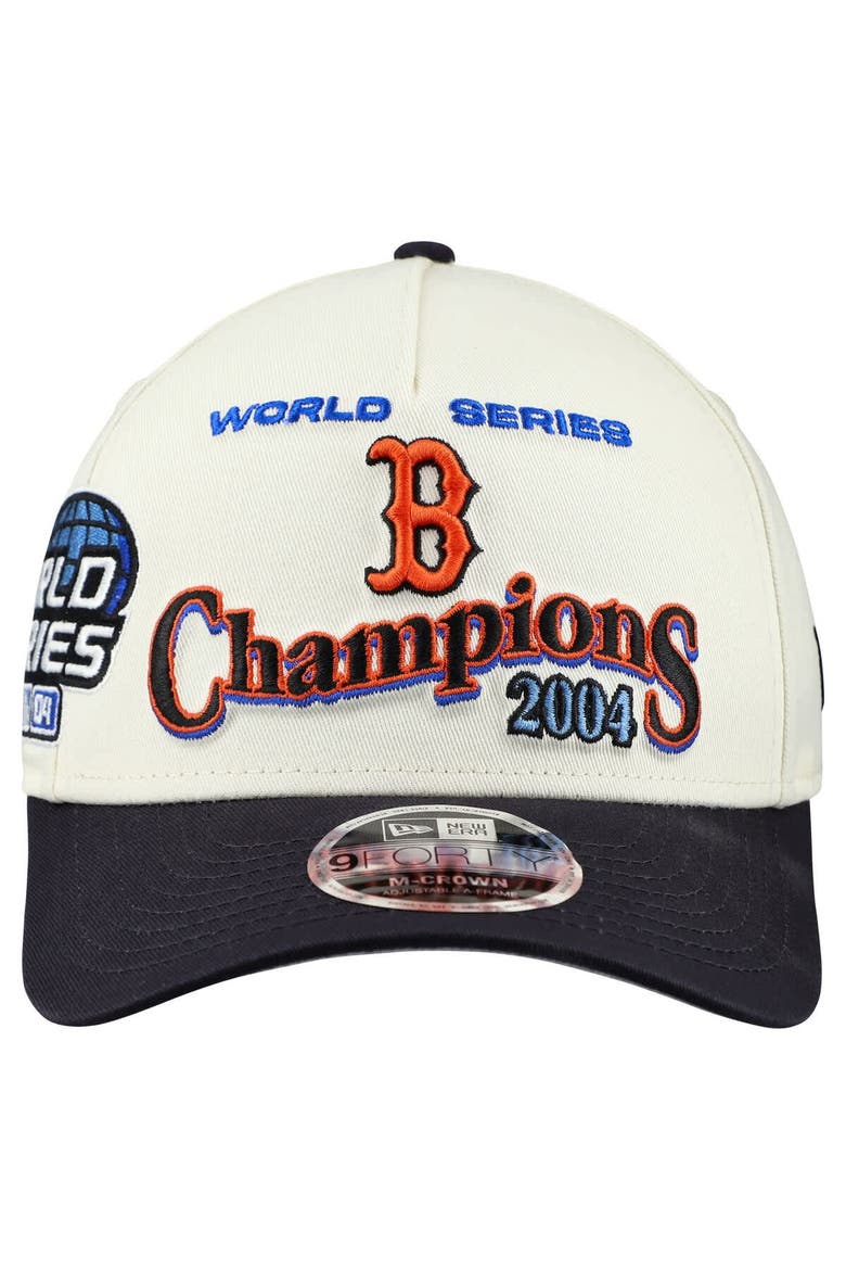 Men's New Era  Cream/Navy Boston Red Sox World Series 9FORTY M-Crown A-Frame Adjustable Hat, Alternate, color, Cream