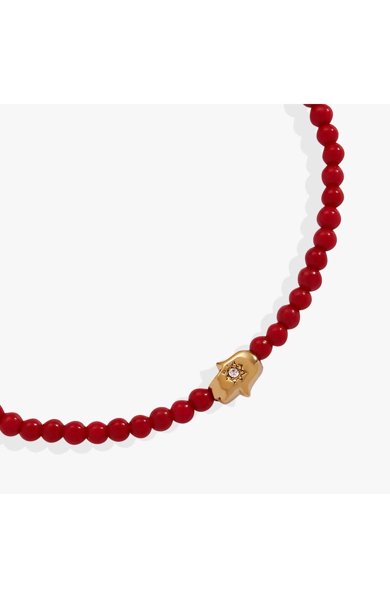 Alex and Ani Hamsa Coral Mini Stretch Bracelet, Alternate, color, Coral