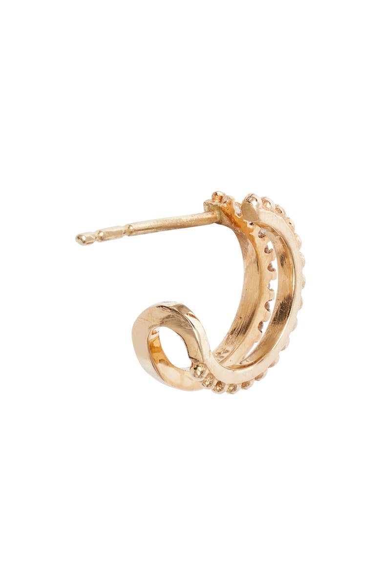 Anzie x Mel Soldera Dew Drop Pavé Diamond Double Row Huggie Hoop Earrings, Alternate, color, 8Mm 14K Yellow Gold