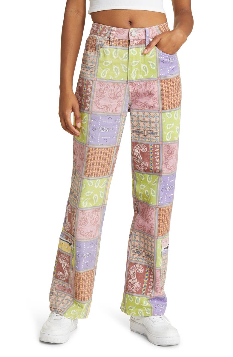 CONEY ISLAND PICNIC Y2K Patchwork Denim Cargo Pants, Main, color, 