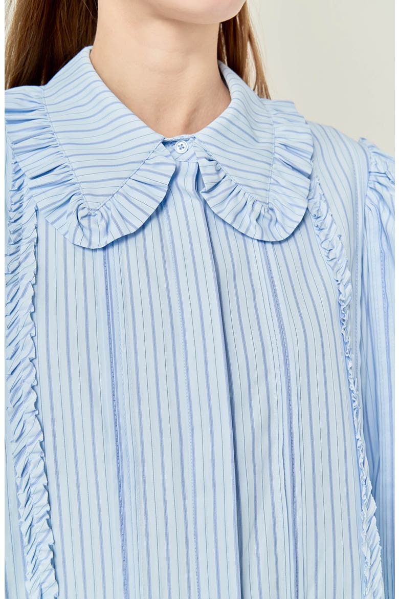 Pintuck and Ruffle Stripe Minidress, Alternate, color, BLUE