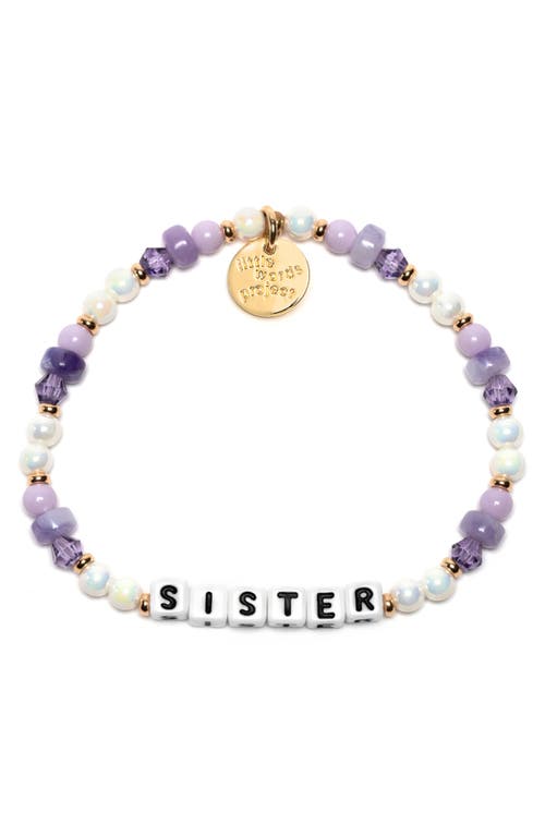 Little Words Project Sister Beaded Stretch Bracelet In White