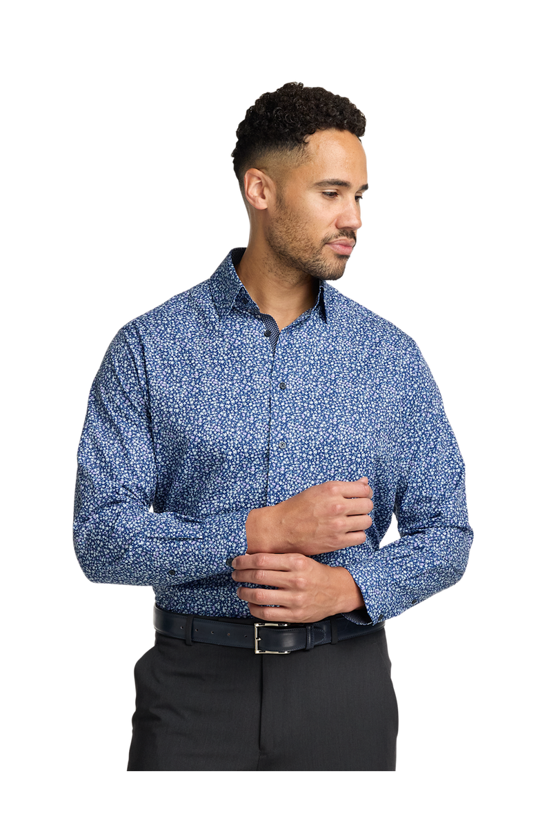 Paul Fredrick Performance Stretch Floral Casual Shirt, Alternate, color, Navy/Purple