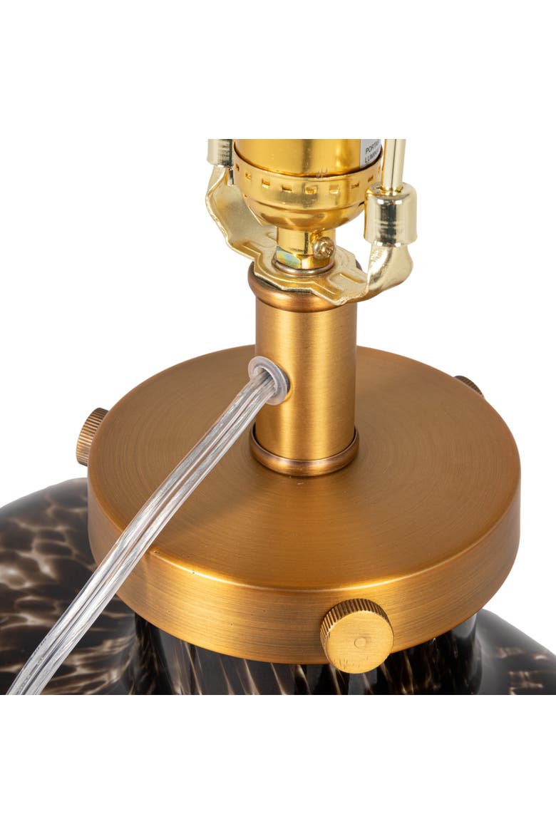 Tortoiseshell Glass Table Lamp with Linen Shade, Alternate, color, Multicolor