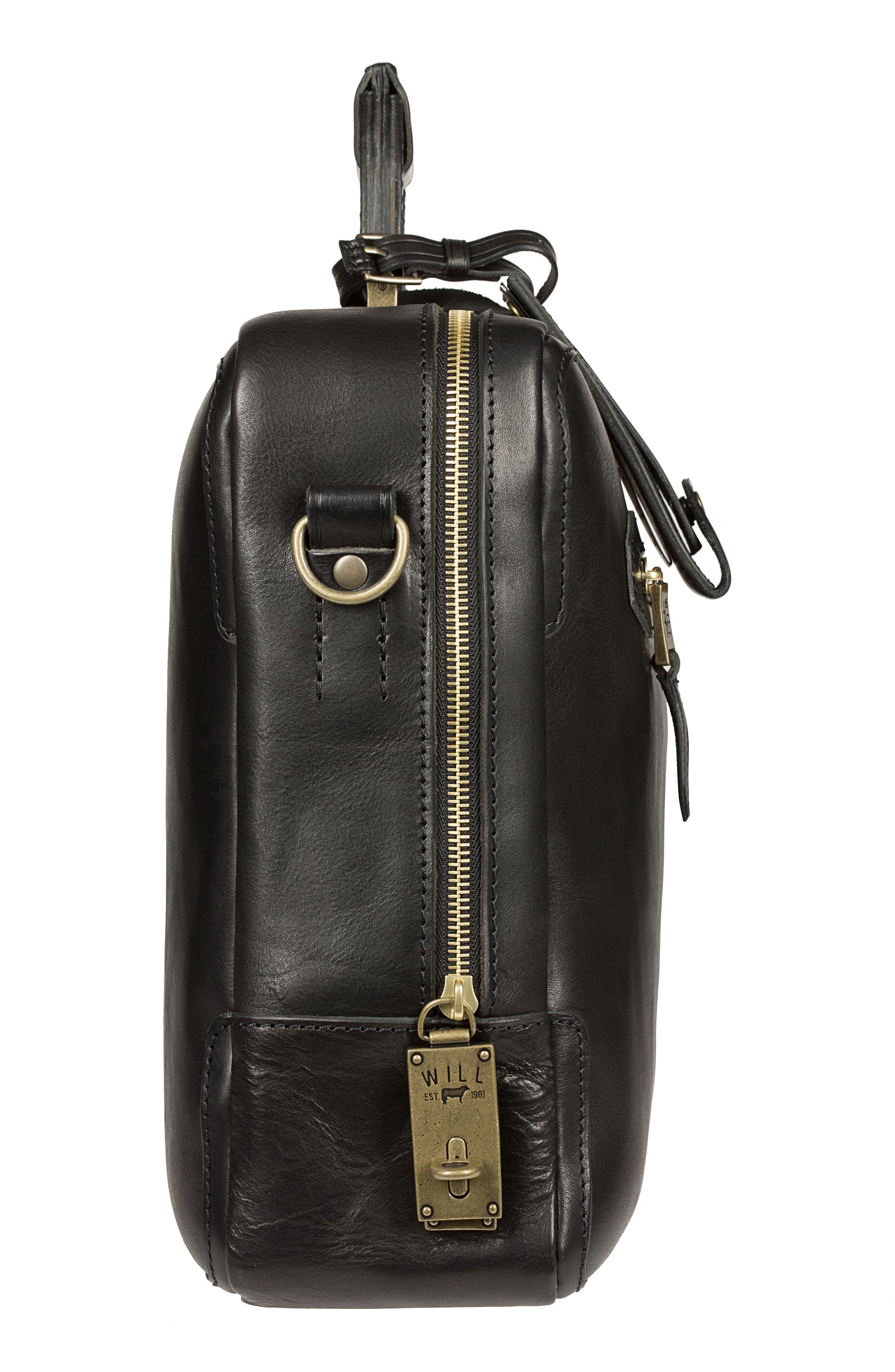 Will Leather Goods The Continental Leather Briefcase, Alternate, color, Black