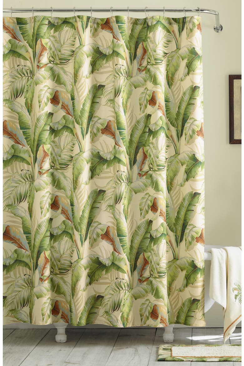 Palmiers Shower Curtain, Main, color, GREEN