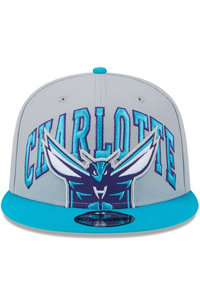 New Era Men's New Era Gray/Teal Charlotte Hornets Tip-Off Two-Tone 9FIFTY Snapback Hat, Alternate, color, 