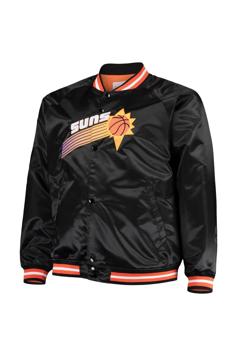 Men's Mitchell & Ness Black Phoenix Suns Big & Tall Hardwood Classics Raglan Satin Full-Snap Jacket, Alternate, color, Black
