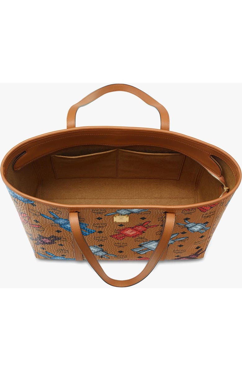 MCM Medium Toni Top-Zip Shopper in Rabot Visetos, Alternate, color, Cognac