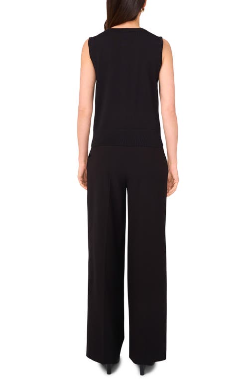 Vince Camuto Crewneck Button-up Sweater Vest In Black
