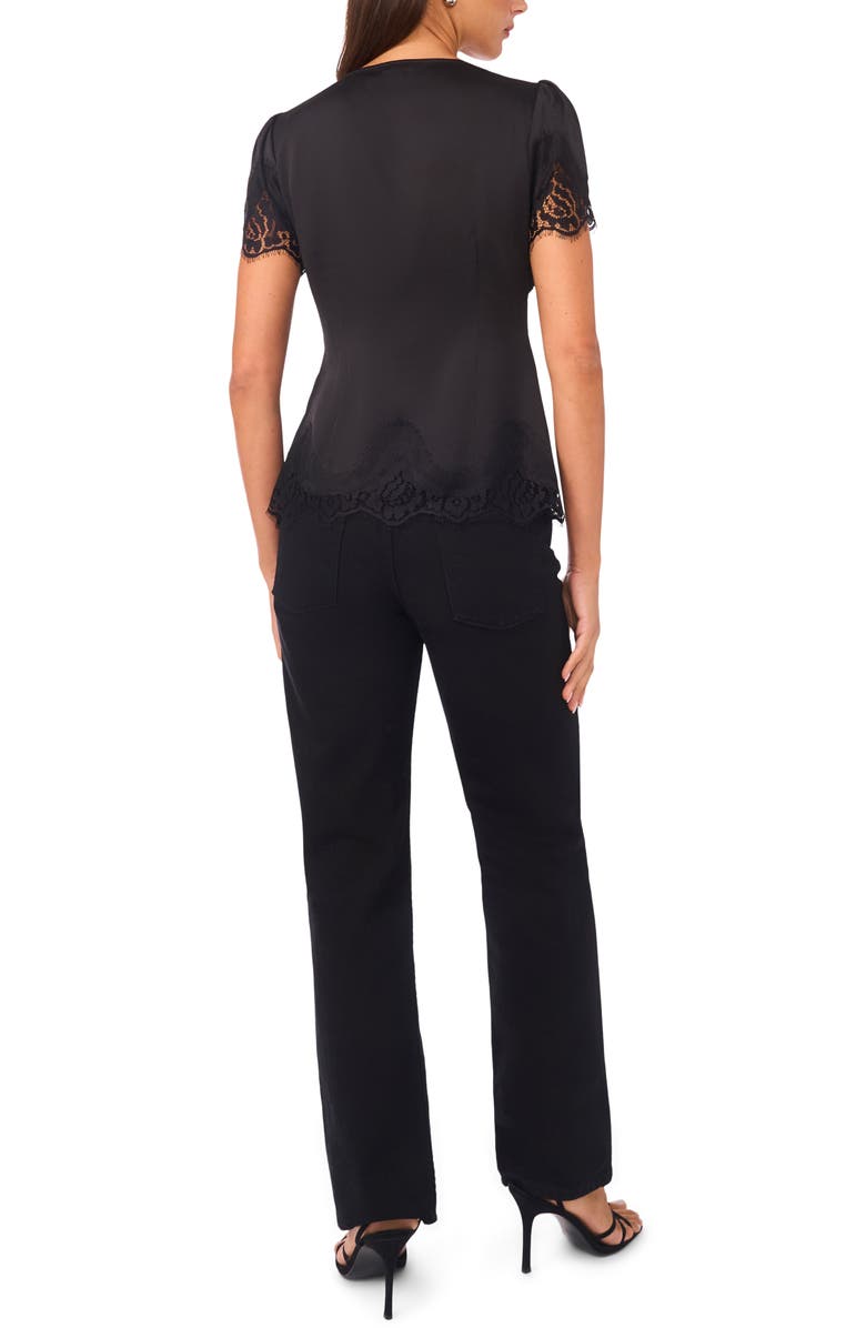 Vince Camuto Lace Satin Top, Alternate, color, Rich Black