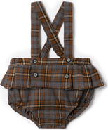 Charlotte & George Girl Woven Plaid Overall with Removable Straps