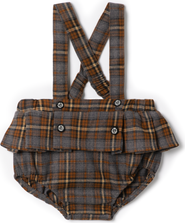 Charlotte & George Girl Woven Plaid Overall with Removable Straps