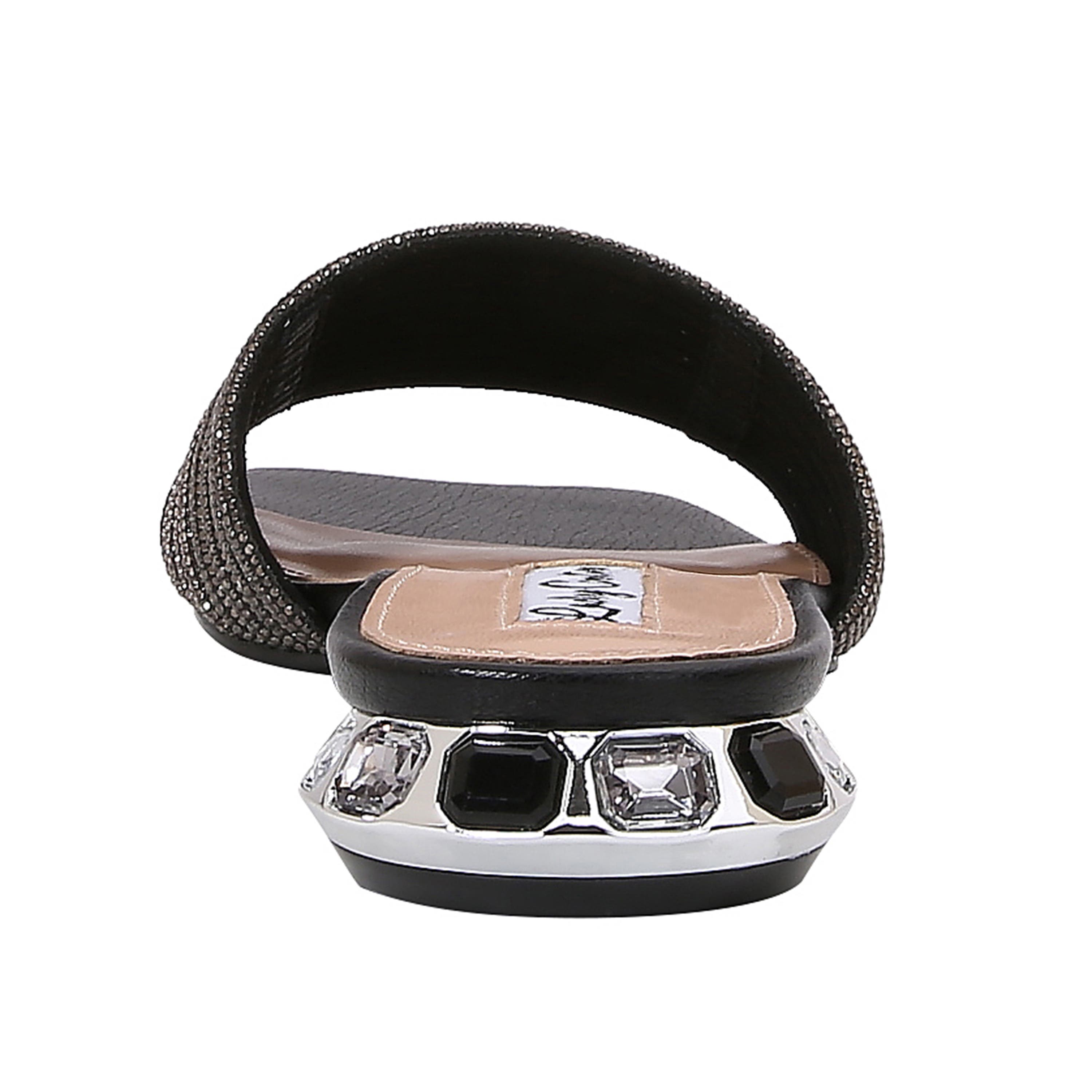 LADY COUTURE Multi Rhinestone Color Straps Slide With Multi Jewel Heel, Alternate, color, Black Multi