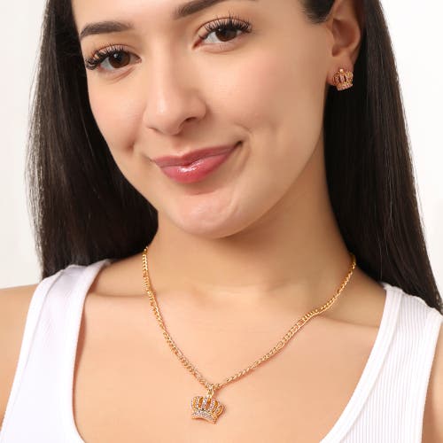 Juicy Couture Crown Pendant Necklace & Stud Earrings Set In Gold