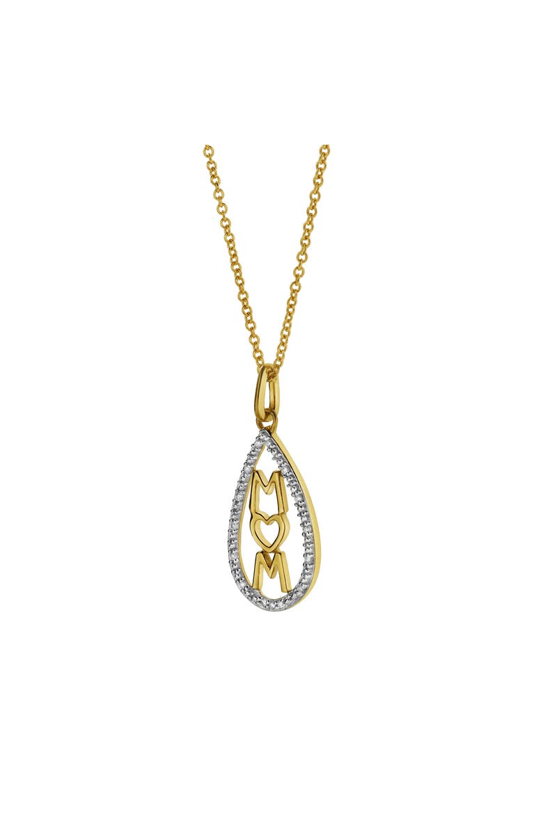 LuvMyJewelry Teardrop Mom Diamond Pendant Necklace in 10K Yellow Gold, Alternate, color, 10K Yellow Gold