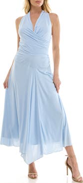 Socialite Surplice Handkerchief Hem Maxi Dress