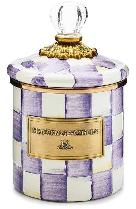 Violet Check Demi Enameled Steel Canister