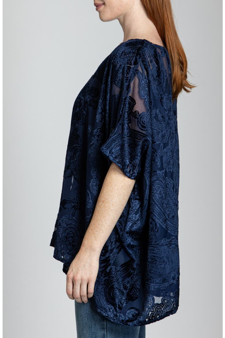 Velvet Burnout Semisheer Tunic Top, Alternate, color, NAVY
