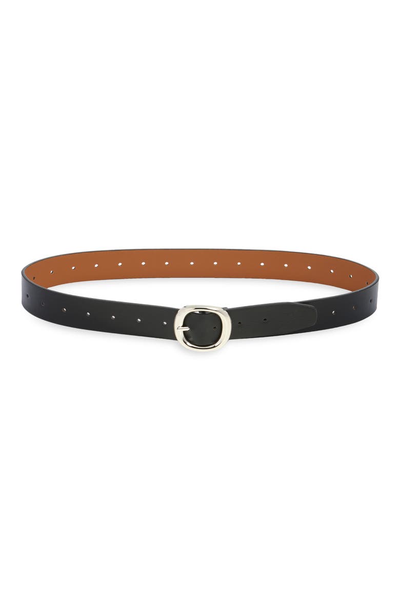 Reversible Faux Leather Belt, Main, color, BLACK/ COGNAC