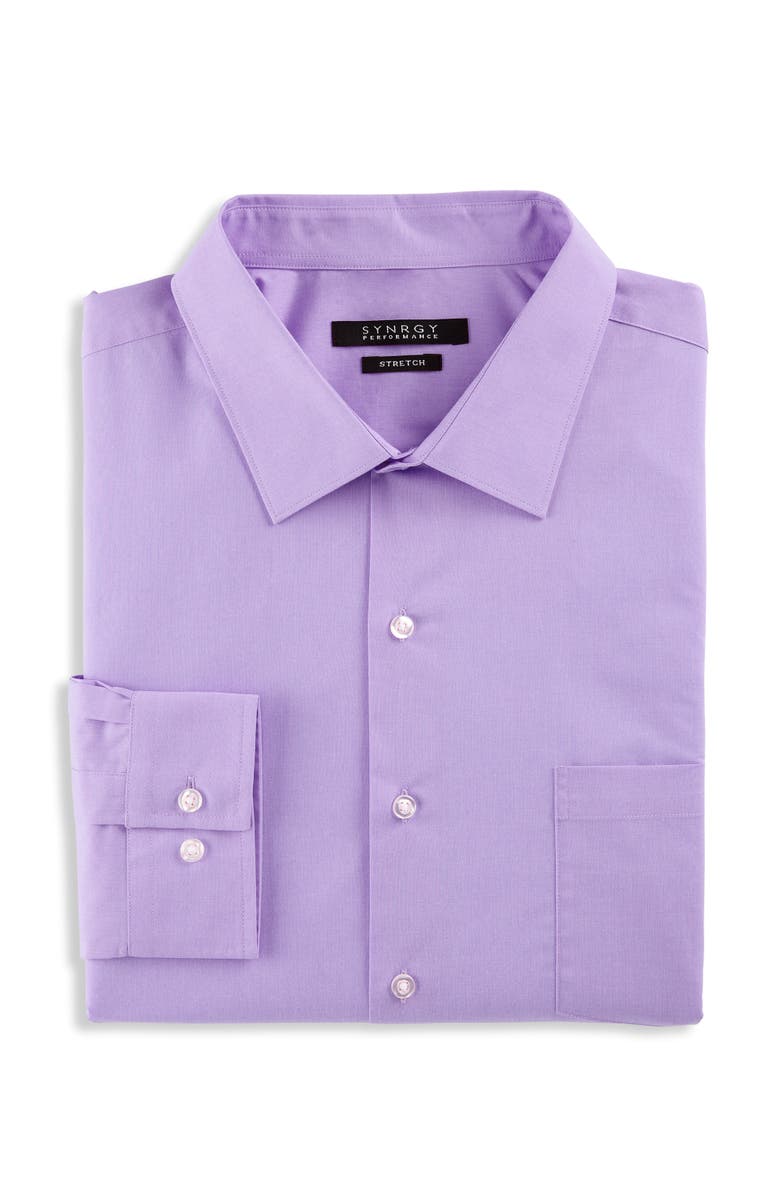 Synrgy by DXL Big & Tall Performance Heather Dress Shirt, Main, color, Lilac Heather