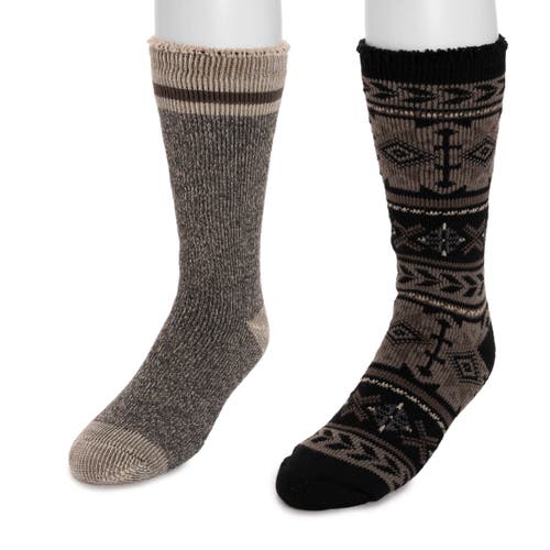 Muk Luks Heat Retainer Socks 2 Pair Pack In Black