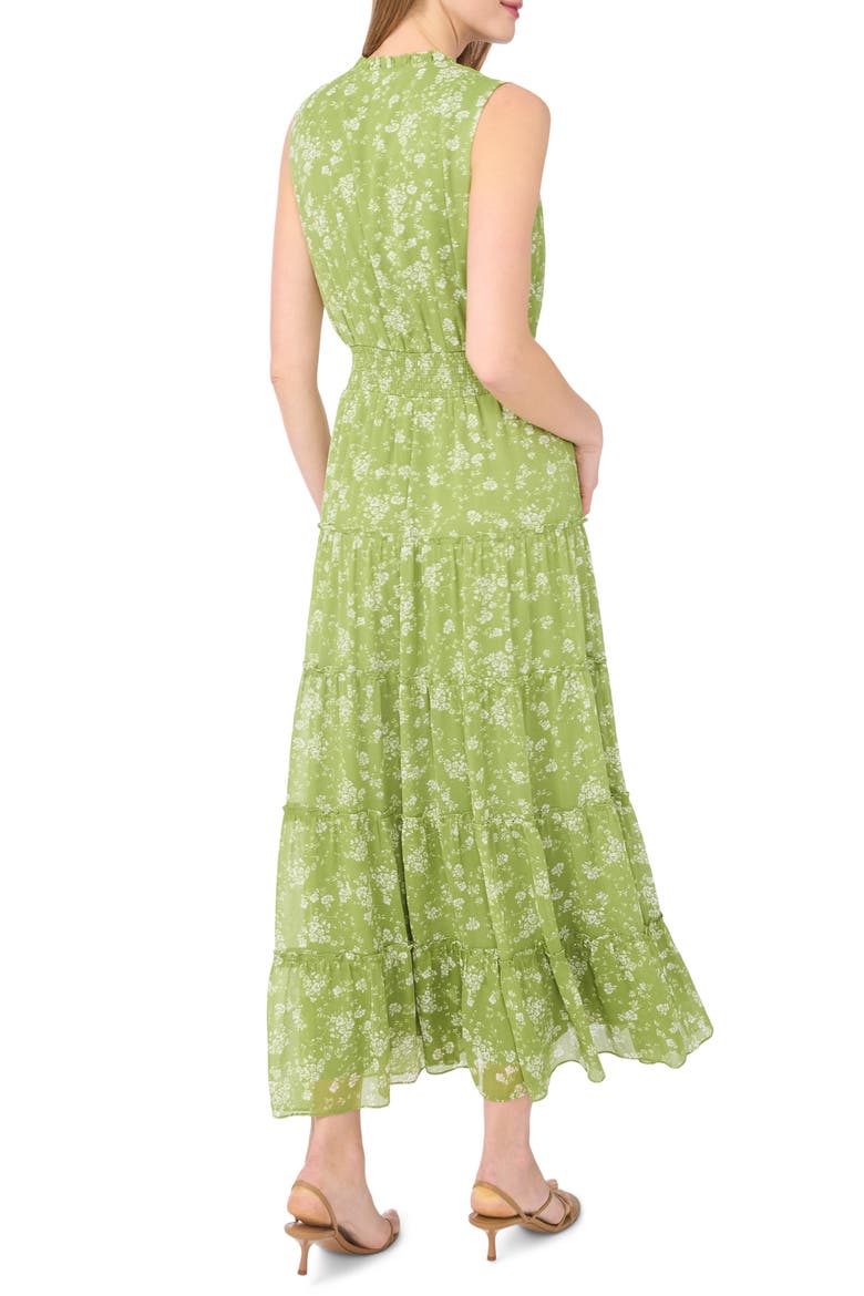 Sleeveless Tie Neck Tiered Maxi Dress, Alternate, color, GRASSHOPPER GREEN
