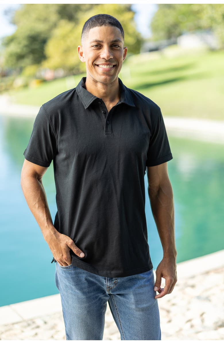 Vottera Men's Organic Cotton Polo Shirts, Alternate, color, Black