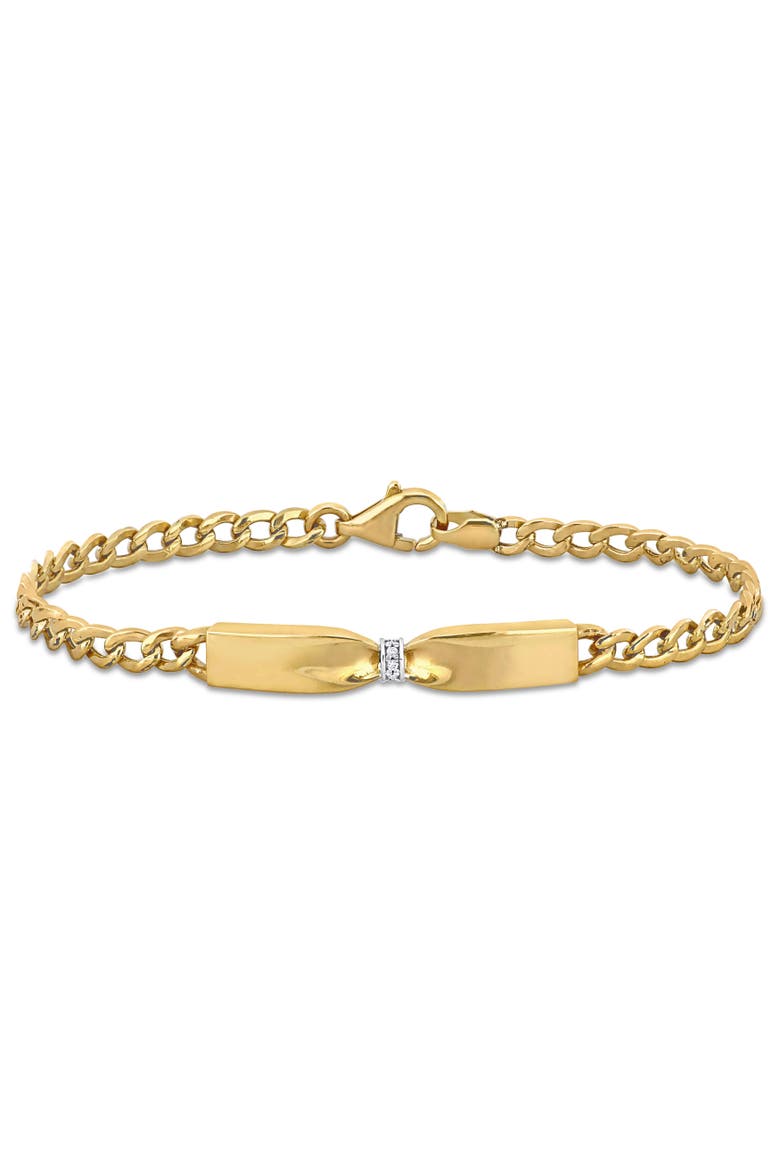 Diamond Accent Bow Bangle 14k Gold, Main, color, Yellow Gold