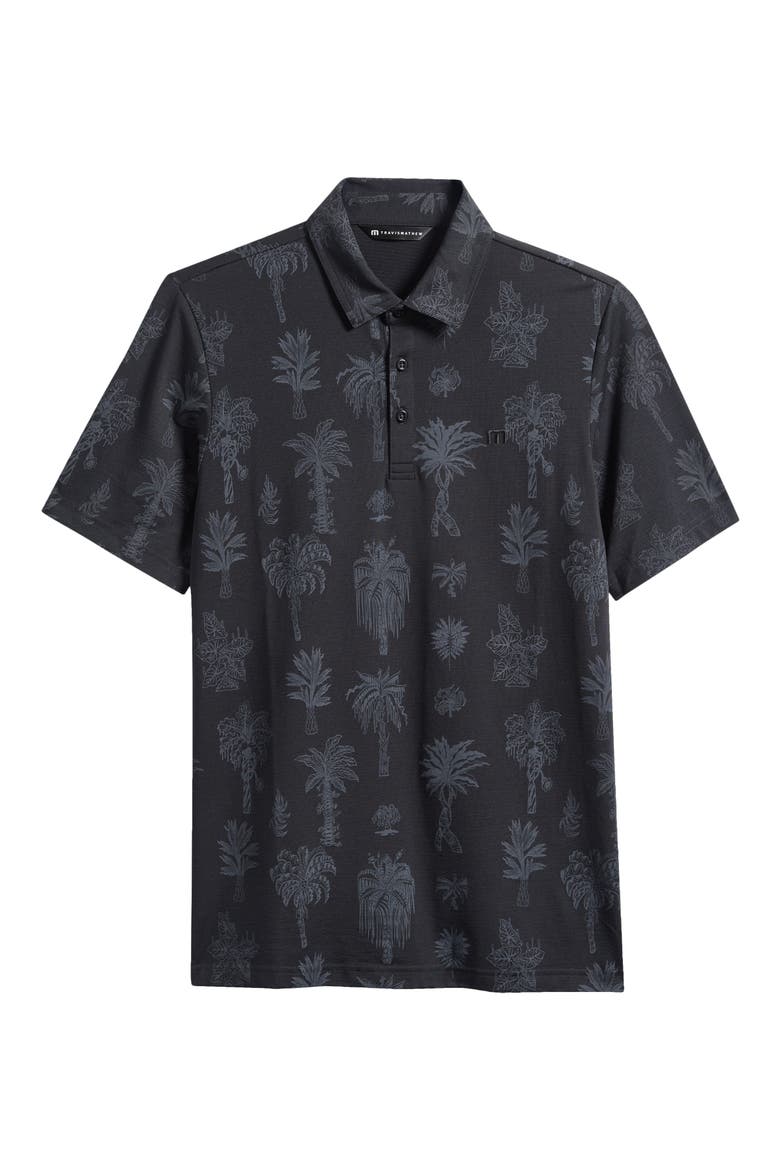 Palm Tree Print Jersey Polo, Alternate, color, BLACK