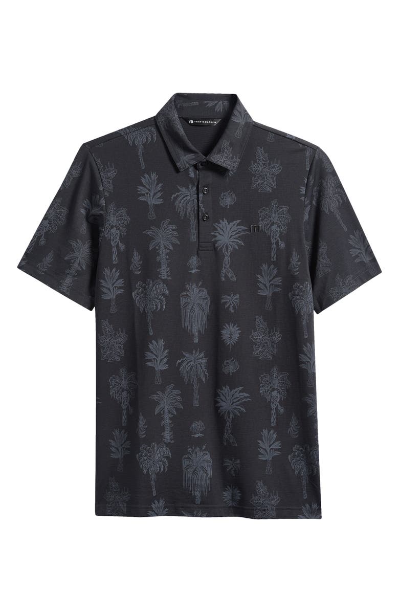 TravisMathew Palm Tree Print Jersey Polo, Alternate, color, Black