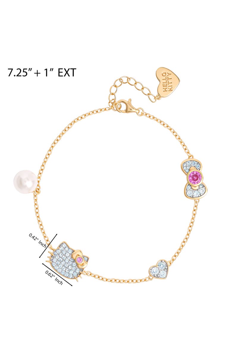 Hello Kitty Sapphire Station Bracelet, 7.25"+1", Alternate, color, Gold/Pink