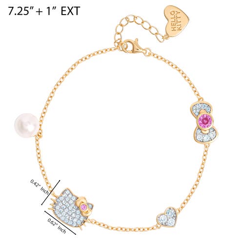 Hello Kitty Sapphire Station Bracelet, 7.25"+1" In Gold