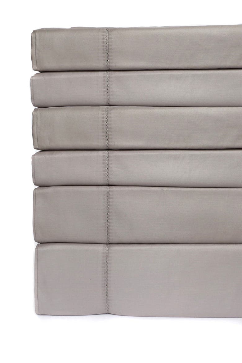 1000 Thread Count Hemstitch Sheet Set with Extra Pillowcases, Alternate, color, CHARCOAL