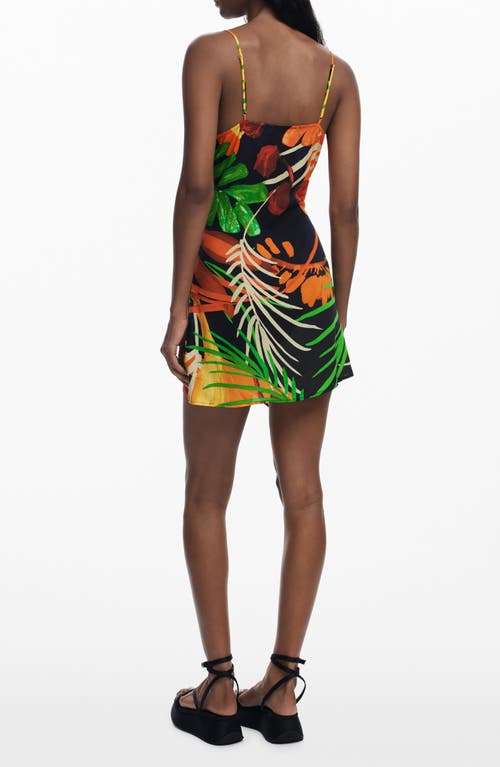 Desigual Fitted Asymmetric Cover-up Minidress In Black