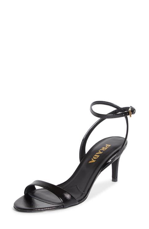 Saffiano Leather Ankle Strap Sandal