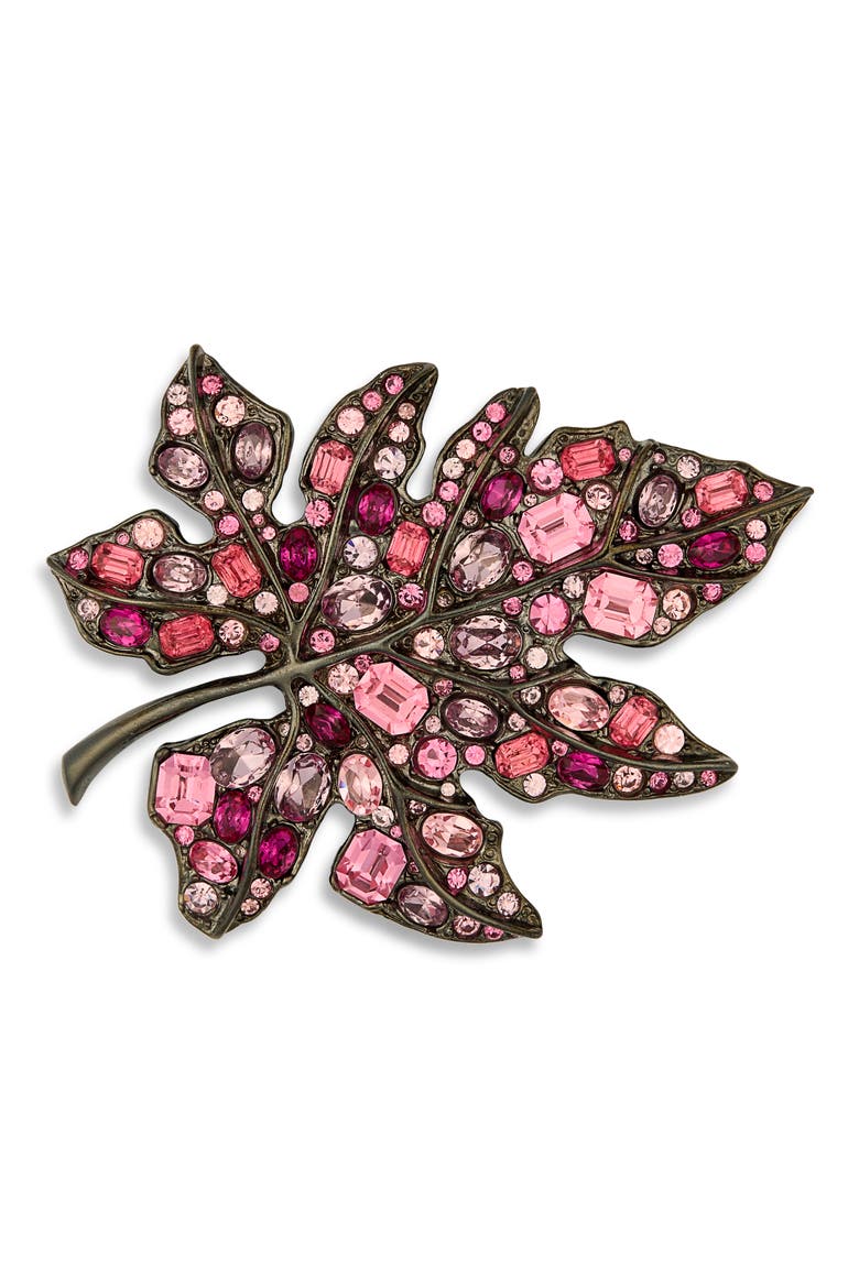 Crystal Leaf Pin, Main, color, MULTI PINK