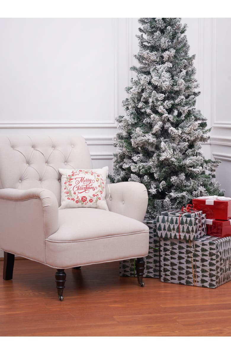 C&F Home "Merry Christmas" Wreath Mini Advent Calendar Accent Pillow 13.5" x 13.5", Alternate, color, Brown