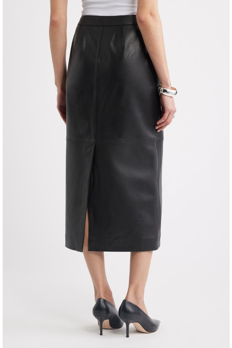Leather Pencil Skirt, Alternate, color, BLACK