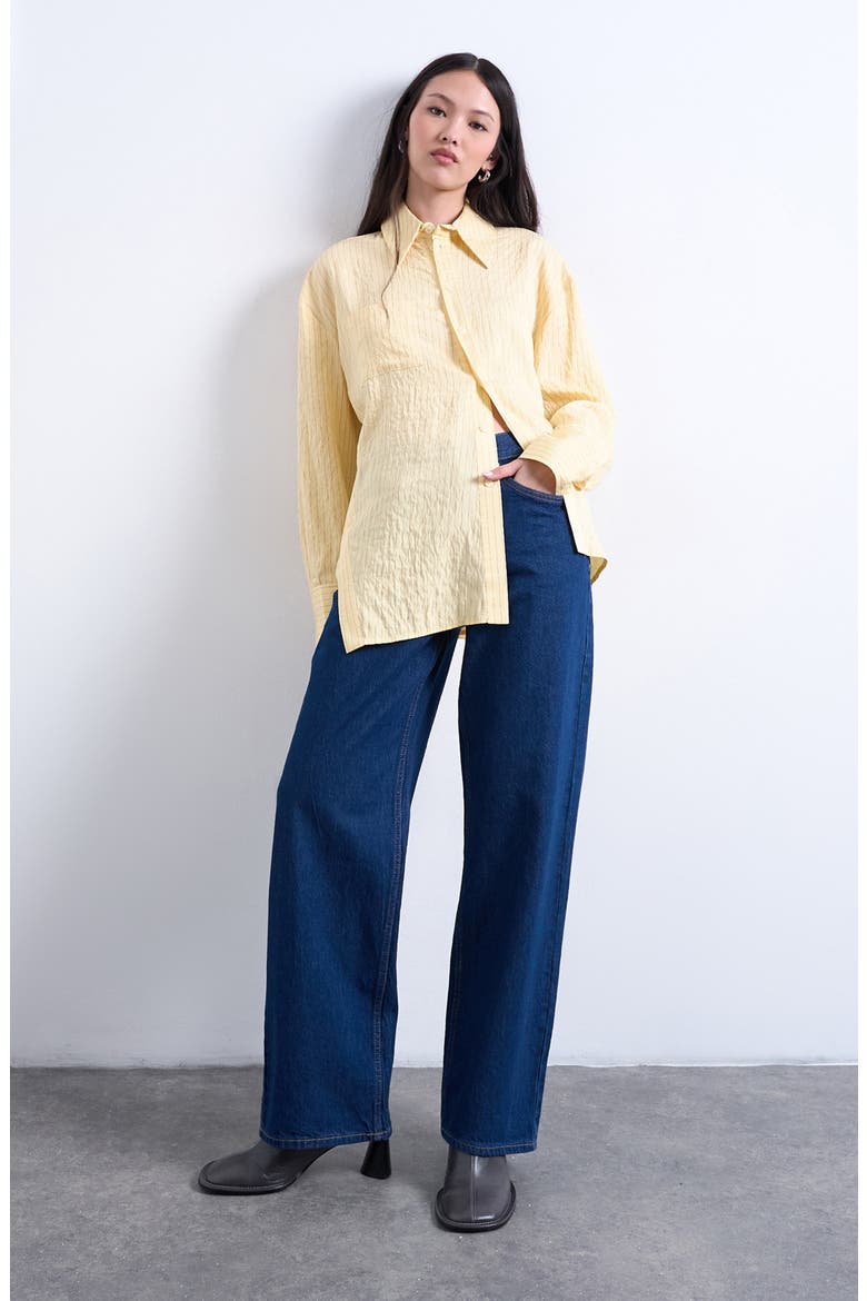 Asymmetric Placket Button-Up Shirt, Alternate, color, YELLOW