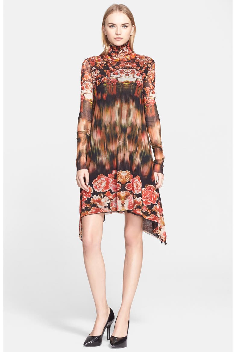 Jean Paul Gaultier Print Turtleneck Tulle Trapeze Dress (Nordstrom Exclusive), Main, color, LIMA