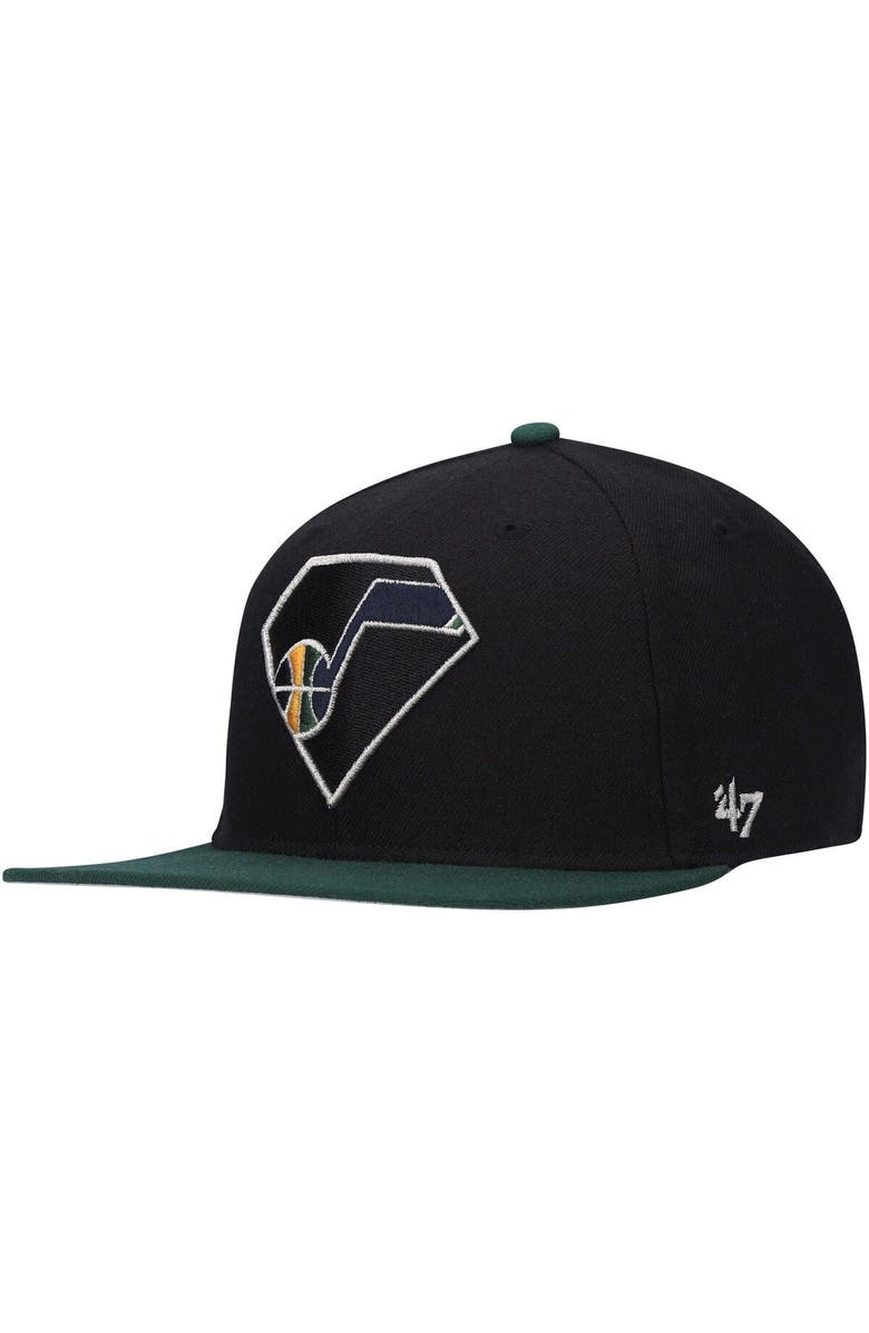 '47 Men's '47 Black/Green Utah Jazz 75th Anniversary Carat Captain Snapback Hat, Alternate, color, 