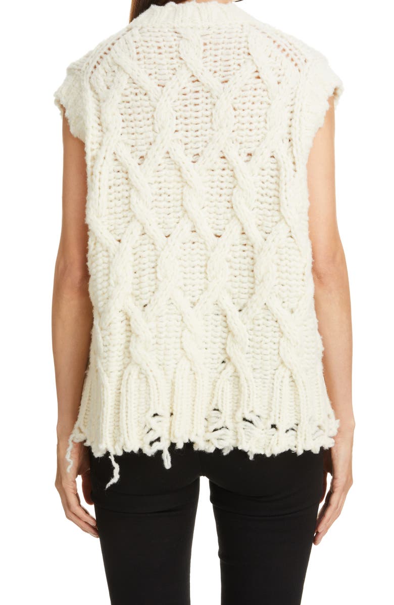 Acne Studios Kandren Chunky Cable Distressed Wool Blend Sweater Vest, Alternate, color, 