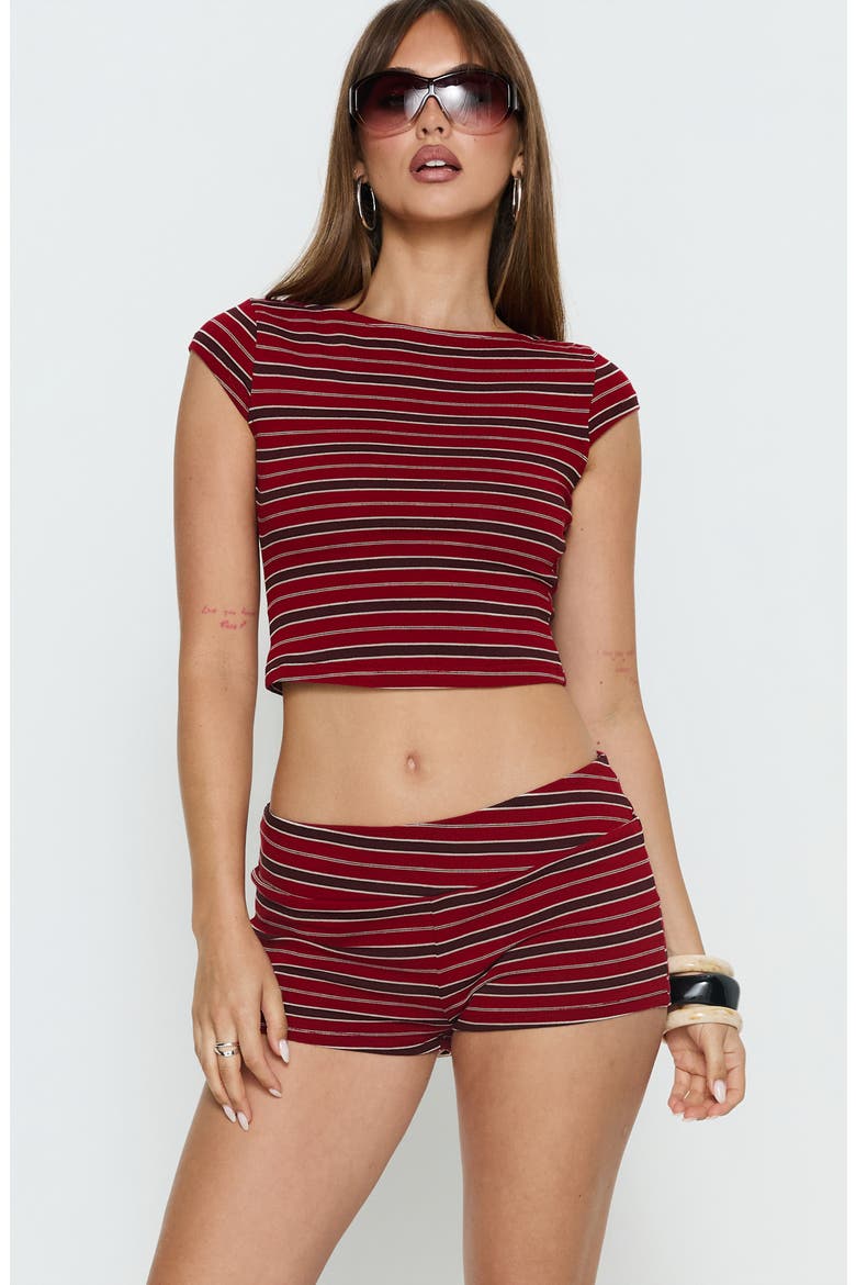 Veyona Stripe Micro Shorts, Alternate, color, RED STRIPE