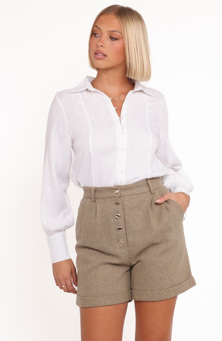 Petal & Pup Denise Tailored Shorts, Alternate, color, Taupe